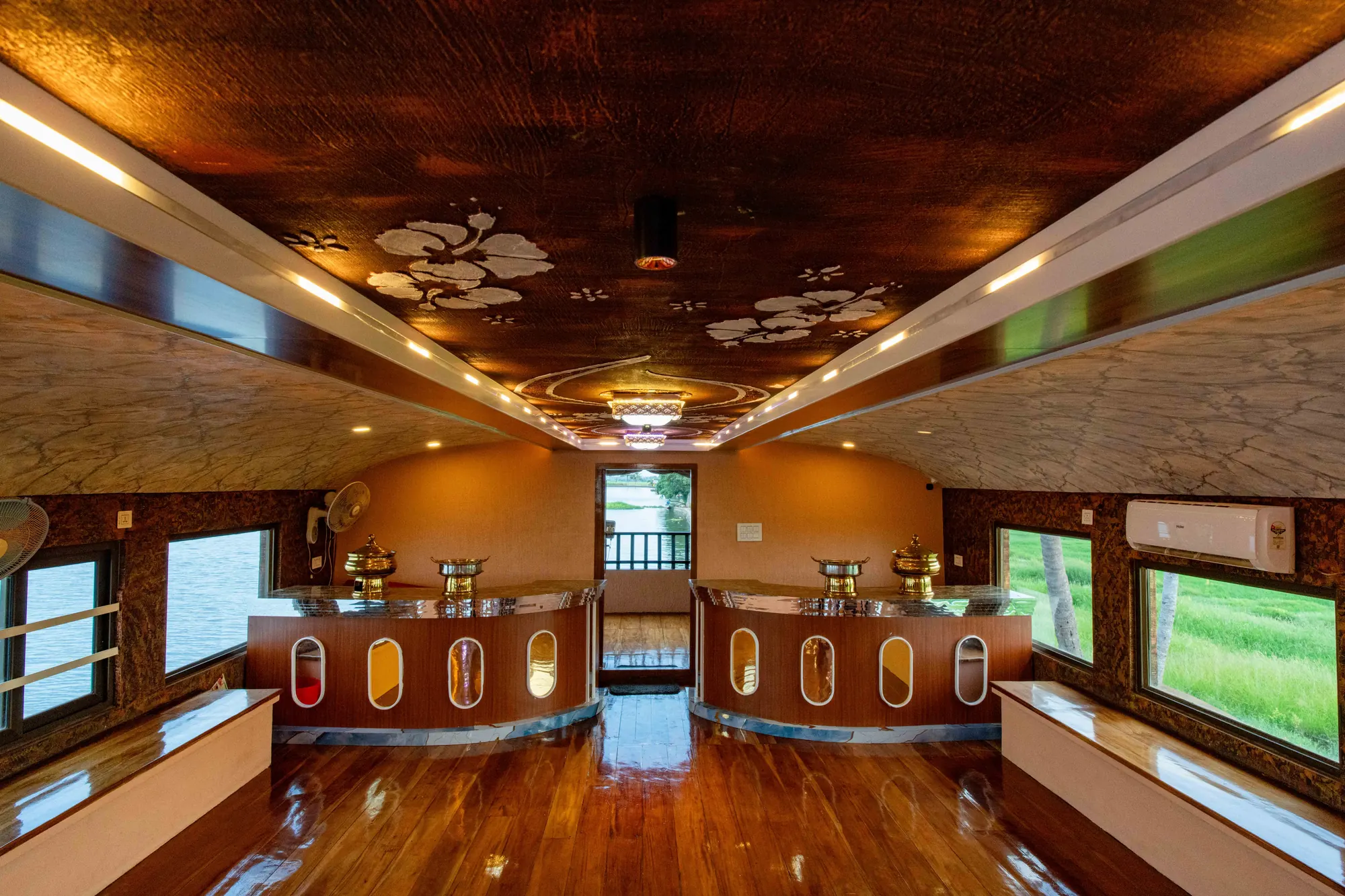 Houseboat and floating event setup on Lake Vembanad